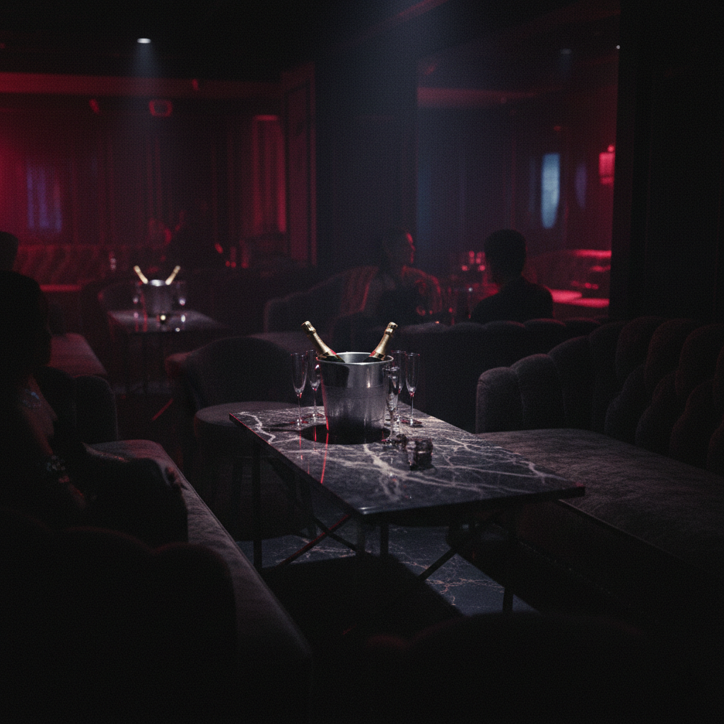 Интерьер премиум ночного клуба на Кипре — безопасная работа хостес с контрактом и высоким доходом. Premium VIP nightclub interior in Cyprus - safe, legal, and high-paying hostess club jobs abroad.